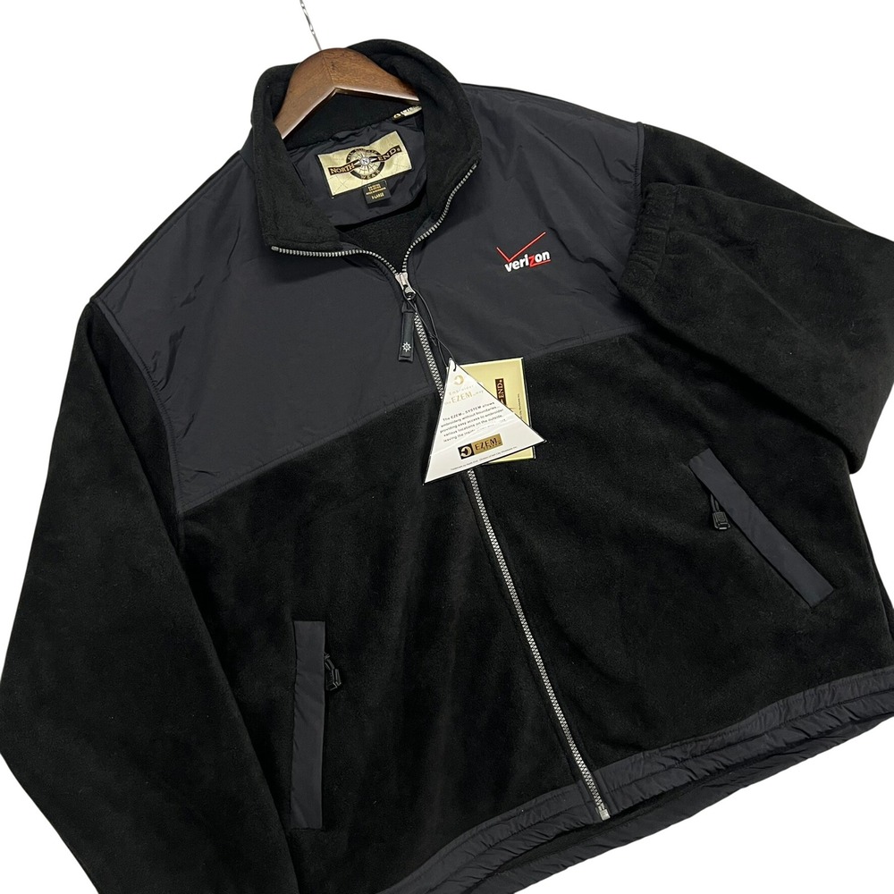 NEW Vintage Verizon‎ Wireless Fleece Employee Jacket Black Full Zip Men's XL